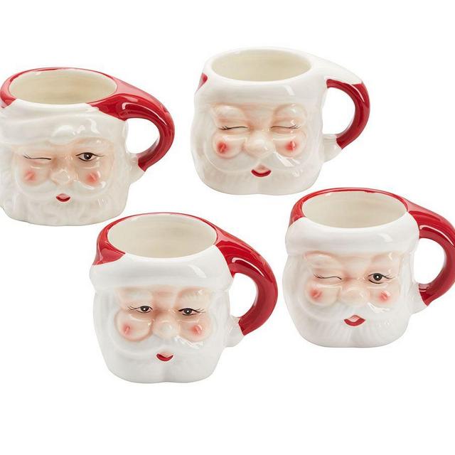 Santa Claus Ceramic Mugs, Set of 4 - Assorted