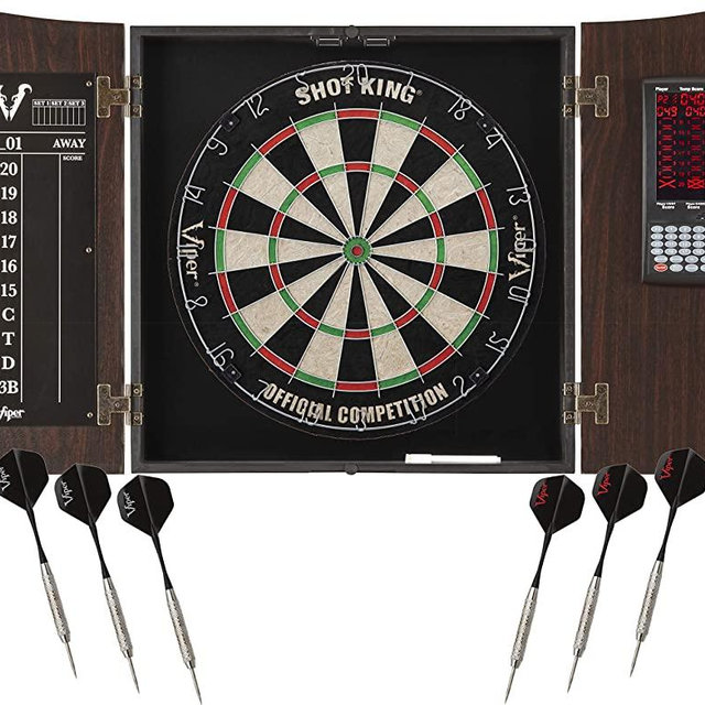 Viper Vault Deluxe Dartboard Cabinet with Integrated Pro Score and Cricket Scoreboard