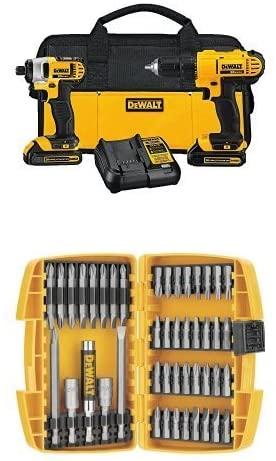DEWALT DCK240C2 20v Lithium Drill Driver/Impact Combo Kit (1.5Ah) w/ DW2166 45-Piece Screwdriving Set