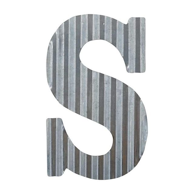 COLLECTIVE HOME - 12" Metal Letter Wall Decor, Galvanized Steel Numbers, Rustic Hanging Decor Symbols, Corrugated Metal Decoration, House Number (S)