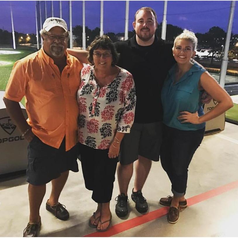 With Kate's mom, Karen and step-dad, Larry at Top Golf Norfolk.