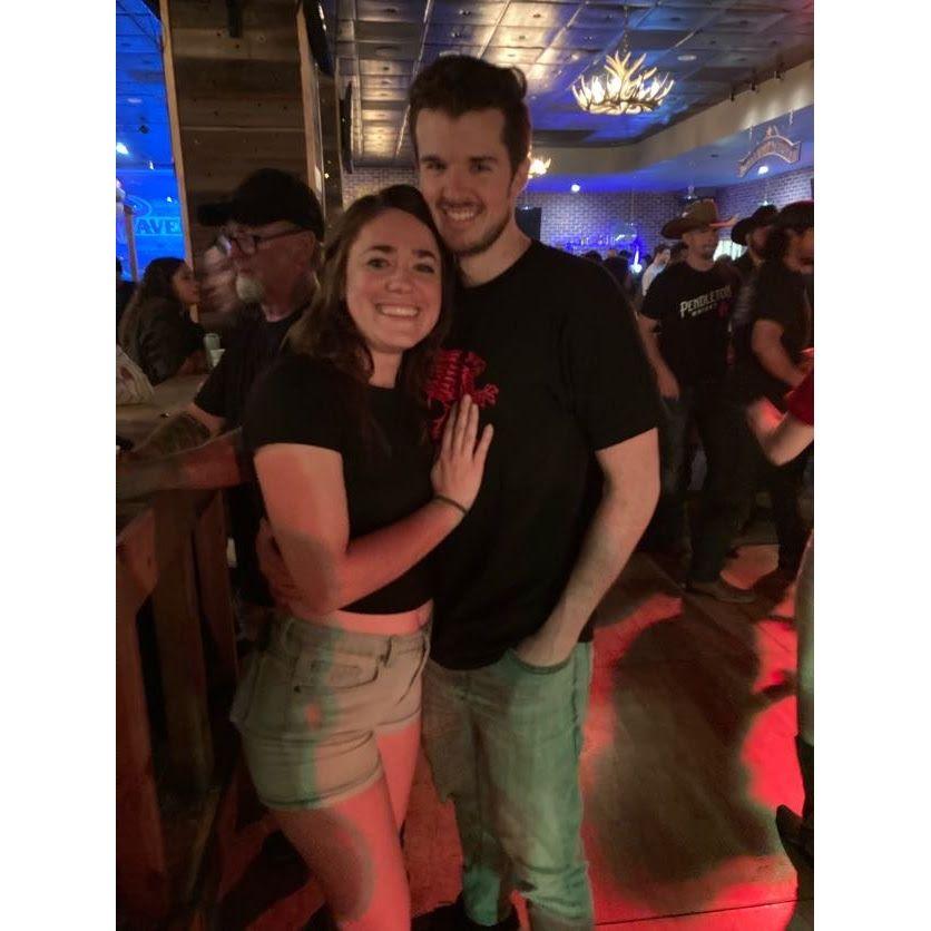 Line dancing! Tom is so good at being on the dance floor, not knowing the dance, learning the dance, and not crashing into anyone in the process! Truly so impressive.