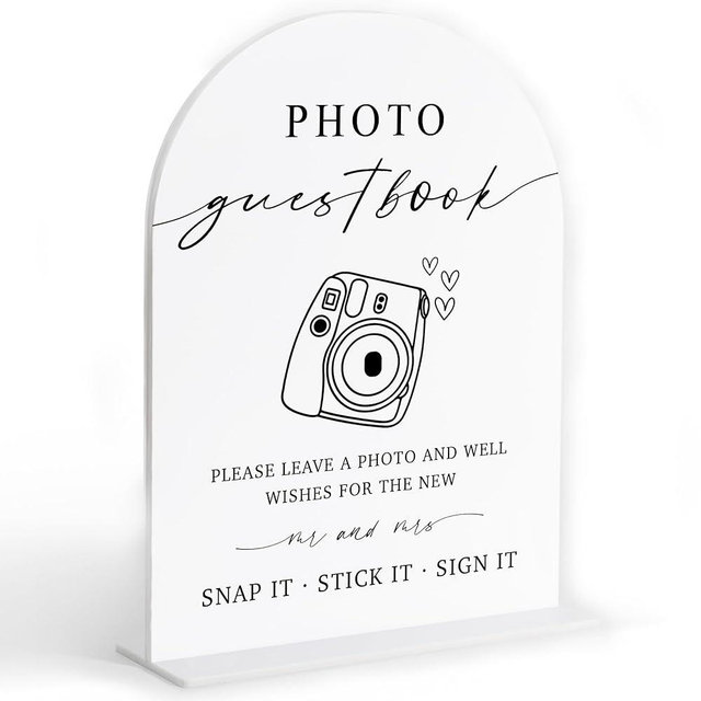 Photo Guest Book Sign, White Arch Acrylic Wedding Sign, Wedding Guest Book Alternative, Bridal Shower Decor, Engagement Party Decor, Centerpiece Table Decorations Party for Bride and Groom-24