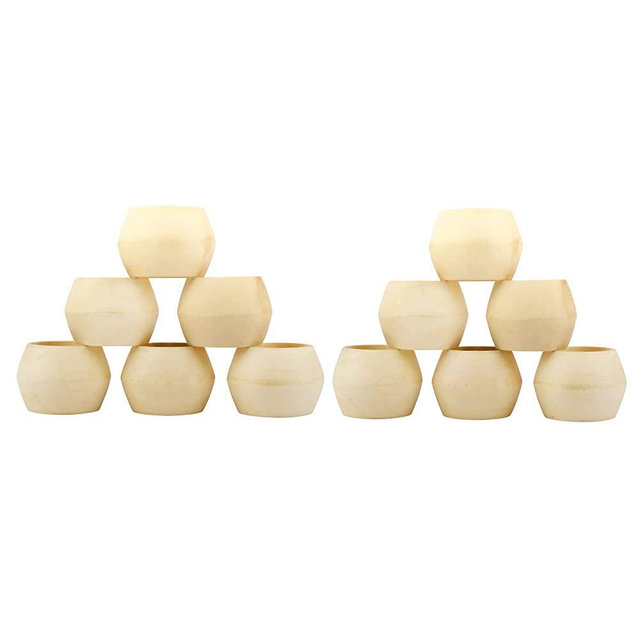 Bamboo Napkin Rings Set of 12, Decorative Serviette Ring, Beach Napkin Holders, Napkin Rings Bulk for Party Decoration, Dinning Table, Everyday, Family Gatherings - A Great Tabletop Décor - Ivory