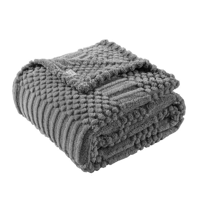 60x80 Inch Grey Twin Blanket - Soft & Fluffy Fleece, Cute & Aesthetic, Perfect for Sofa, Couch, Chair, Bed, Living Room & Bedroom, All-Season Use, Plush & Cozy Decorative Blanket