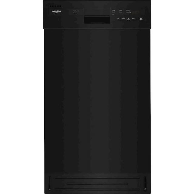 Whirlpool - 18" Front Control Built-In Dishwasher with Stainless Steel Tub - Black