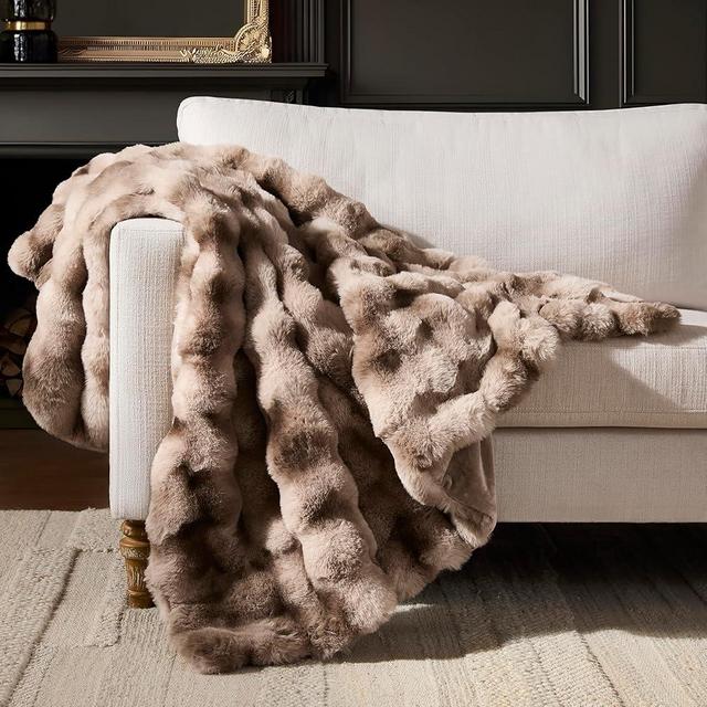 WDCOZY Luxury Bubble Throw Blanket, Faux Fur Mink Plush Throw for Couch, Sofa and Bed, Soft Fluffy Fuzzy Furry Cozy Blanket, Thick and Warm, 60x80 inches, Tie-Dye Grey, 950 GSM