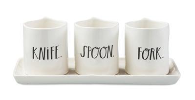 Stem Print Utensil Tri-Set with Tray