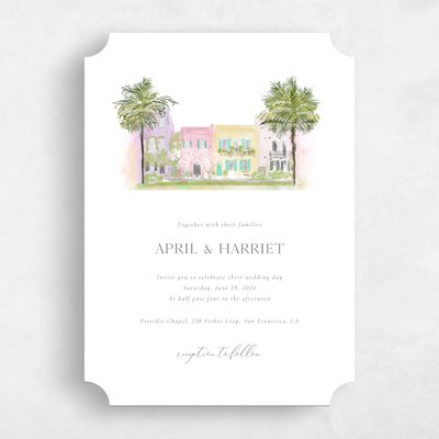 White Ticket Wedding Invitation - Ashbey Classic