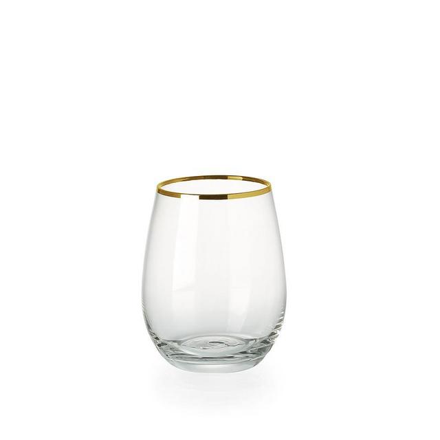 Metallic Rimmed Stemless Drinkware, Set of 4, Wine Glass