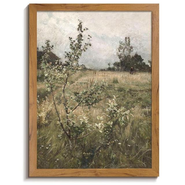 Gardenia Art Classical Landscape Canvas Wall Art Farmhouse Room Decor Rustic Field Scenery Artworks Farmer Work in Field Pictures Framed Wilderness Wall Decorations Office Home Wall Decor 8"x10"
