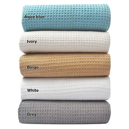 Tex Trend 100% Cotton Blankets King Size, White Color - Soft Premium Right Weight Breathable Cotton Thermal Blankets Waffle Weave Design - Provides Comfort and Warmth for Years