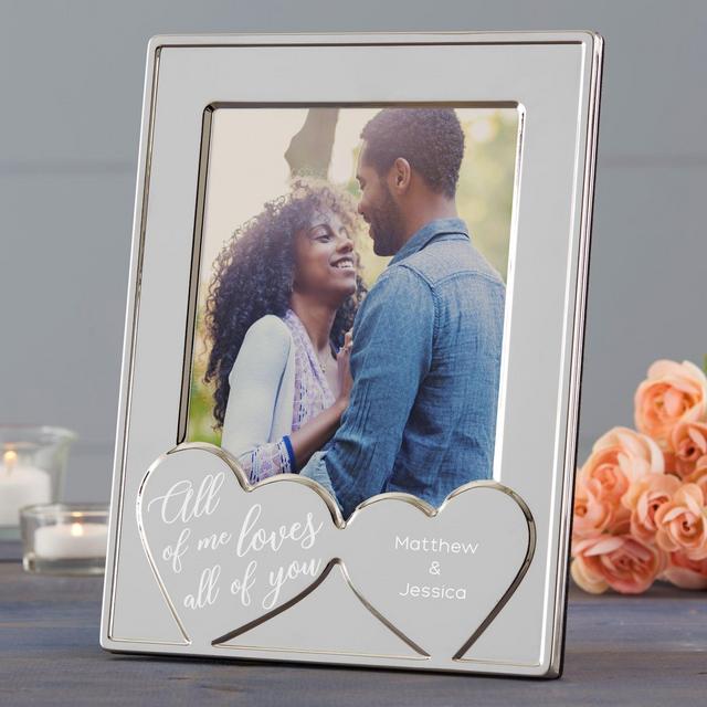 Romantic Hearts Personalized Silver Picture Frame