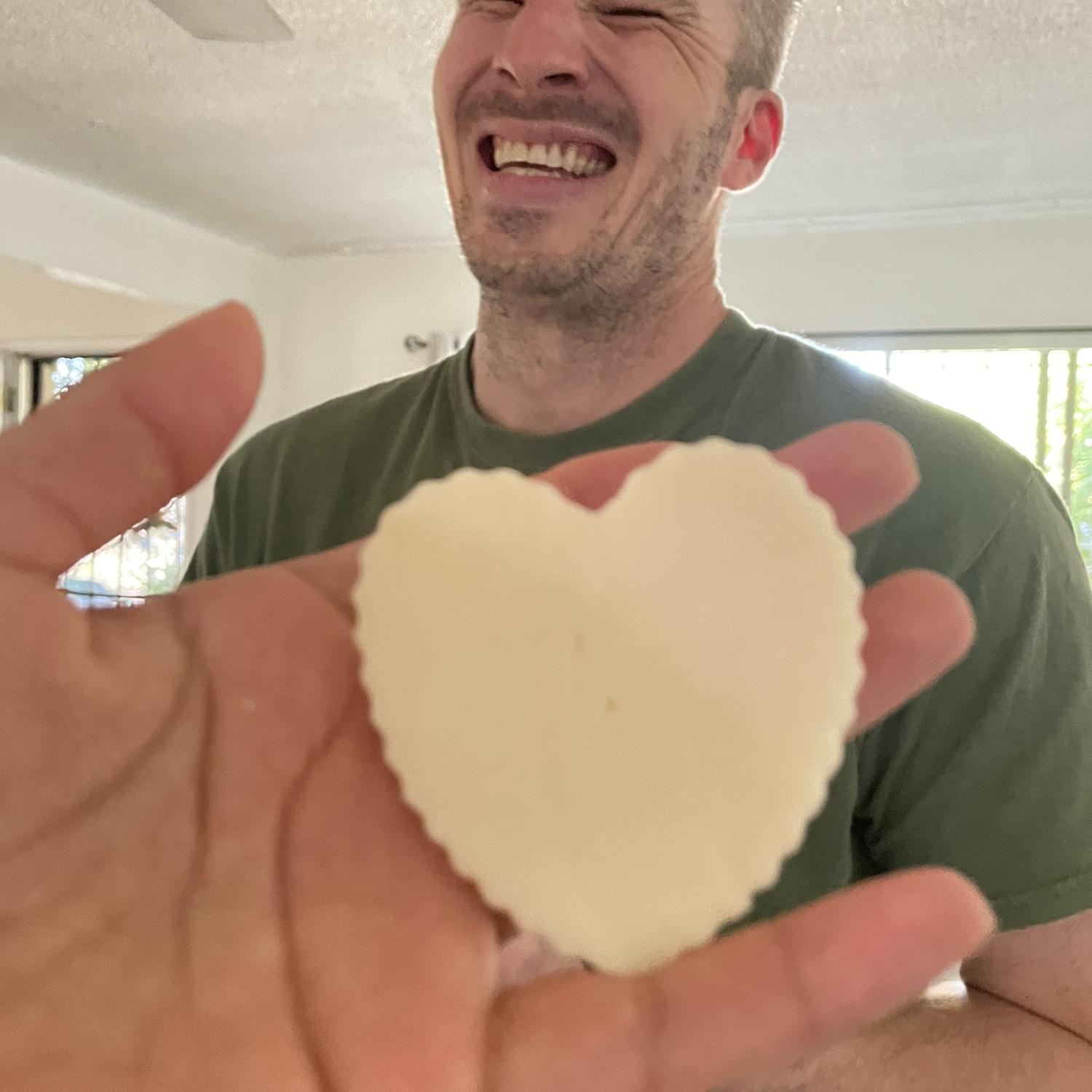 I asked for his cheesy heart and he brought me literally that. Cheese š§ cut into shaped heart š
