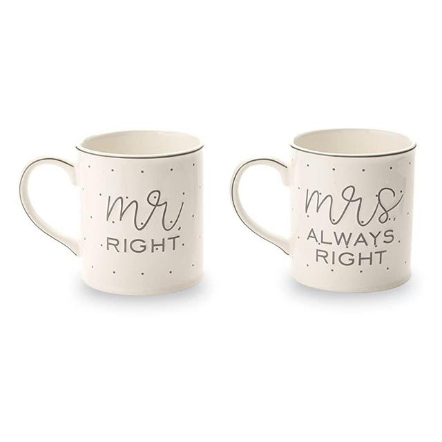 Mud Pie Mr. & Mrs. Always Right Wedding Set of 2 Mugs