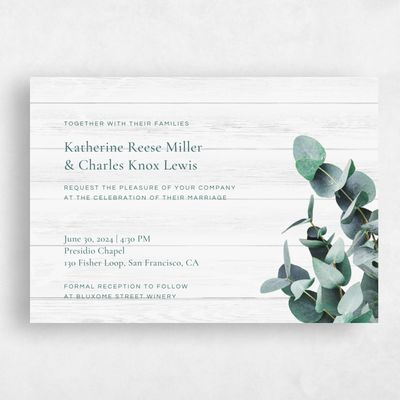 Light Wood, White Wedding Invitation - Galata Classic