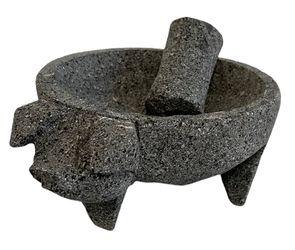 Molcajete Stone Mortar with Pig head - 9" D x 5.5" H