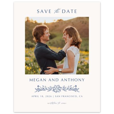 Dusty Cobalt, Beige Wedding Digital Save the Date - Pasqual Photo