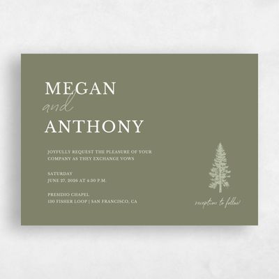 Green Greenery Wedding Invitation - Pinehaven Landscape