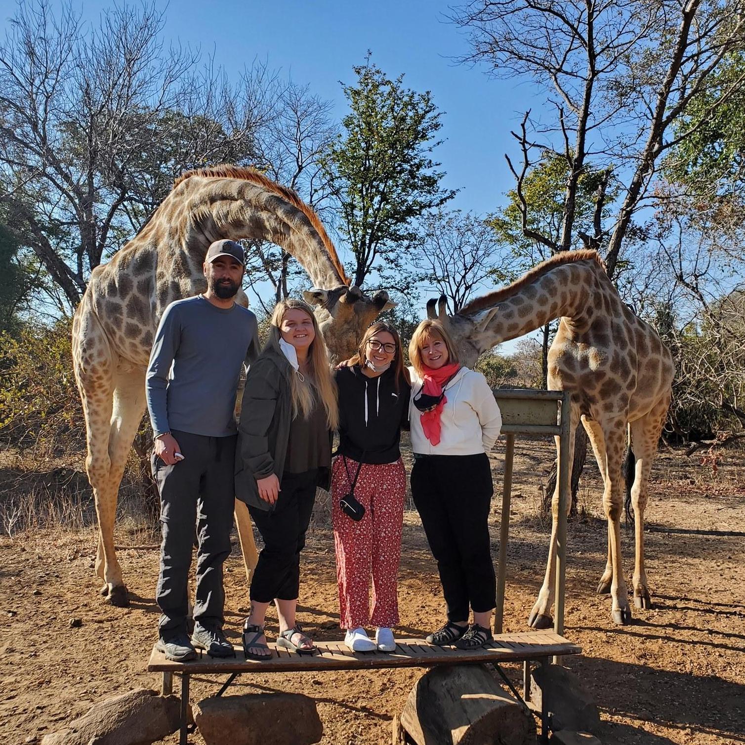 Giraffe feeding in Zambia, Africa!