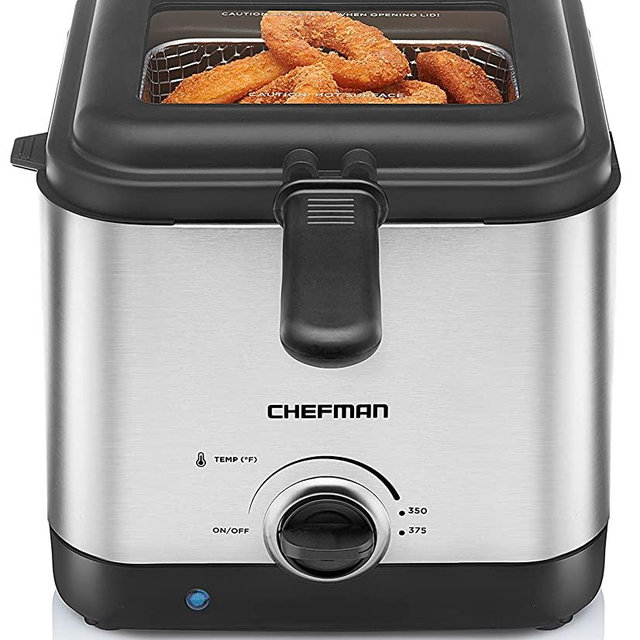 Chefman Fry Guy, The Most Compact & Convenient To Deep Fry Comfort Food, Restaurant-Style Basket With A 1.6-Quart Capacity, Easy-View Window & Adjustable Temp Control So You Can Cook To Perfection