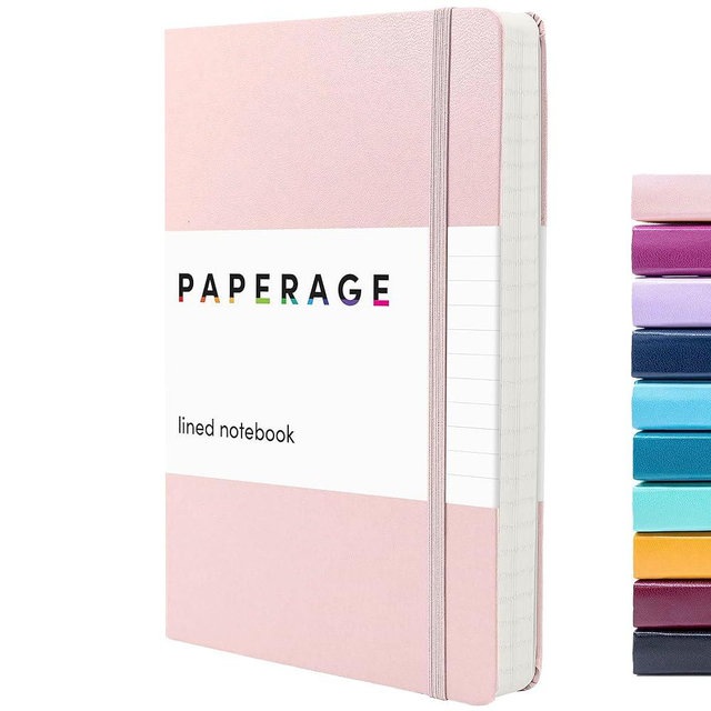 PAPERAGE Lined Journal Notebook, (Blush), 252 Pages, Medium 5.7 inches x 8 inches - 100 GSM Thick Paper, Hardcover