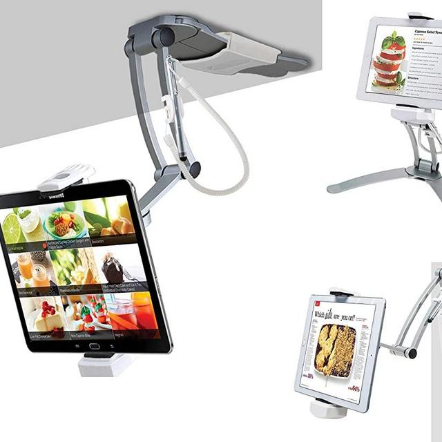 CTA Digital: 2-in-1 Kitchen Tablet Stand Wall/Desktop Mount W/Stylus for 7-13" Tablets/iPad 10.2-Inch(7th & 8th Gen)/12.9-Inch iPad Pro/11-Inch iPad Pro/Air 3/Galaxy Tab A 10.1/Surface Pro 6 & More