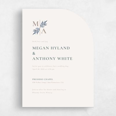 Beige Half arch Wedding Invitation - Cappell Portrait