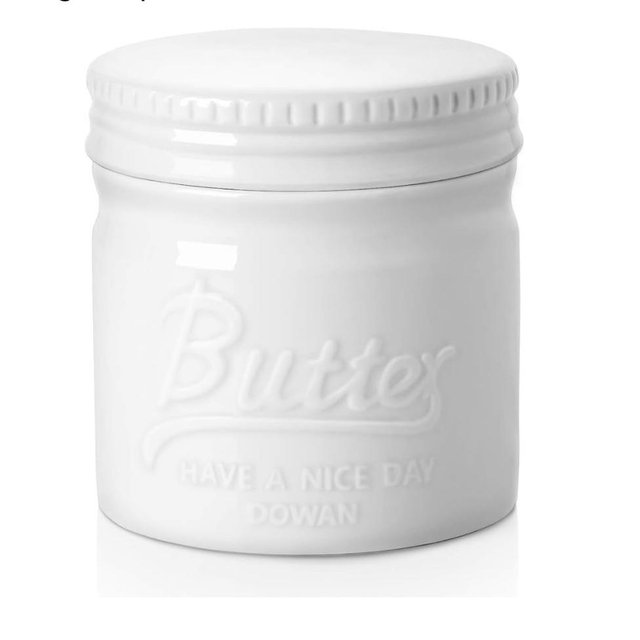DOWAN Butter Crock, French Butter Dish for Spreadable Soft Butter, Ceramic Butter Keeper With Lid for Countertop, Butter Dish With Waterline, Housewarming Gift, Kitchen and Home Decor, Soft White