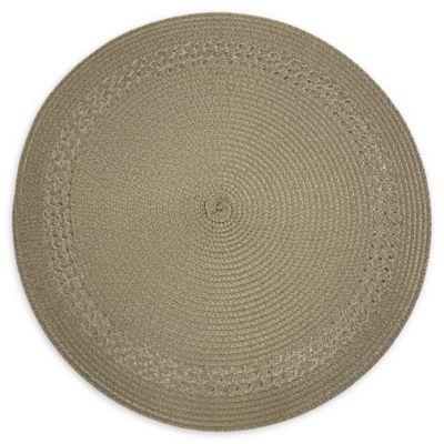 Destination Summer Spiral Border Indoor/Outdoor Round Placemat in Tan