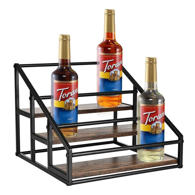 YQBRAO Coffee Syrup Rack Organizer, 3-Tier 12 Bottles Syrup Rack for Coffee Bar,Syrup Stand for Kitchen Coffee Station,Syrup Holder,Liquor Bottle Display Shelf