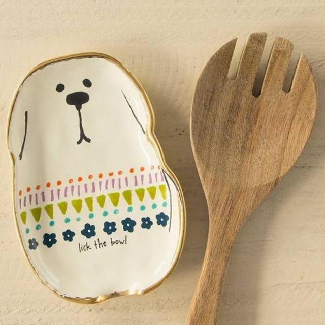 lick the bowl dog Spoon Rest