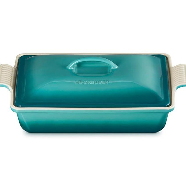 Le Creuset Stoneware Heritage Covered Rectangular Casserole, 4 qt. (12" x 9"), Riviera