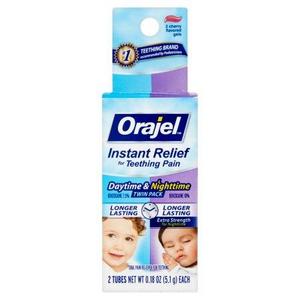 Orajel™ Instant Relief for Teething Pain Daytime & Nighttime Twin Pack Cherry Flavored Gels Oral Pain Reliever - Walmart.com