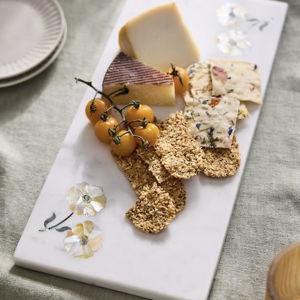 Floral Inlay Marble Serving Board
