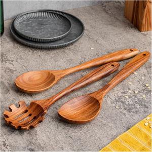 Long Wooden Utensils 10 Piece Set