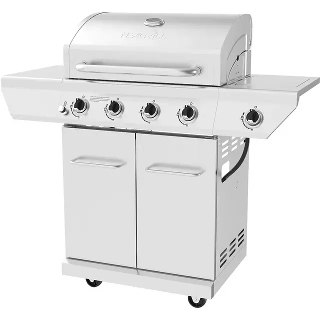 NexGrill 60,000 BTU 4-Burner Propane BBQ in Stainless Steel with 626 sq. Inches of Cooking Surface and Side Burner