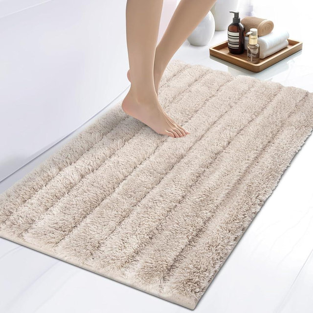 DOMUSTEX Washable Bathroom Rug 24" x 36", Extra Soft Bath Mat, Absorbent and Non Slip Bath Rug for Shower, Bathtub, Sink, Floor