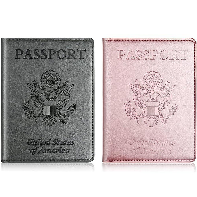 Rose Gold & Gray Passport Holder, Cruise Essentials Passport Cover, Passport Wallet, for Family Women Men, Travel Must Haves Passport Case, Passport Book Protector, Passport and Vaccine Card Holder