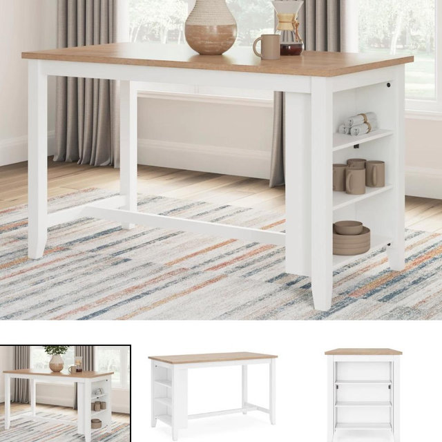 Gesthaven Counter Height Dining Table: Natural/White