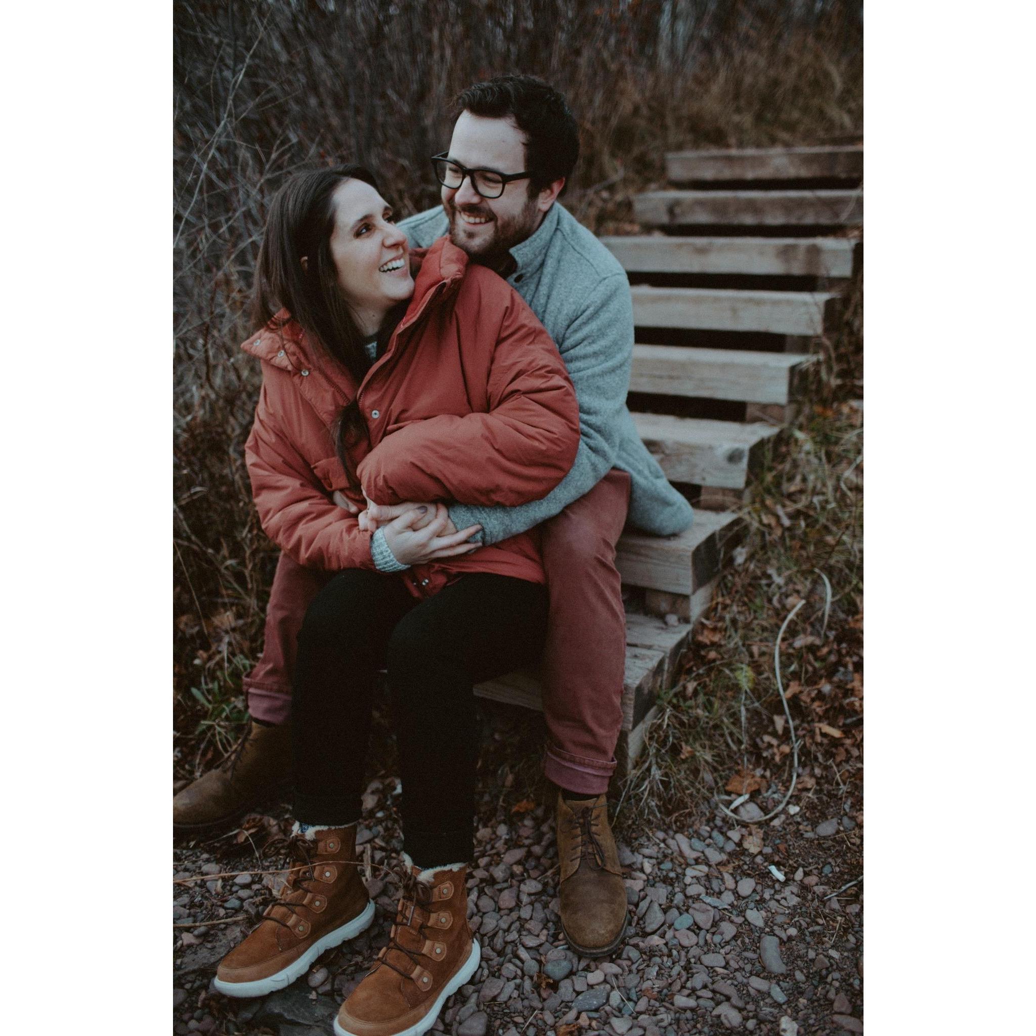 Engagement photos on Lake Superior. It was quite cold and you can't tell she's pregnant with twins!