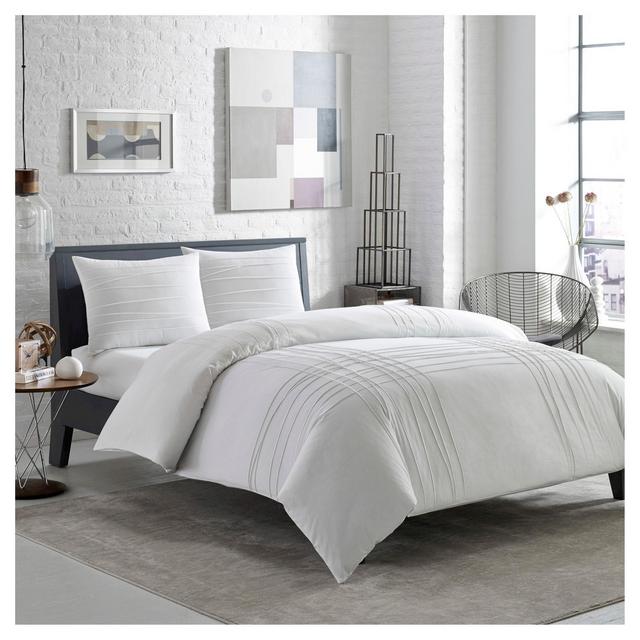 Variegated Pleats Duvet Cover Set King - White - City Scene