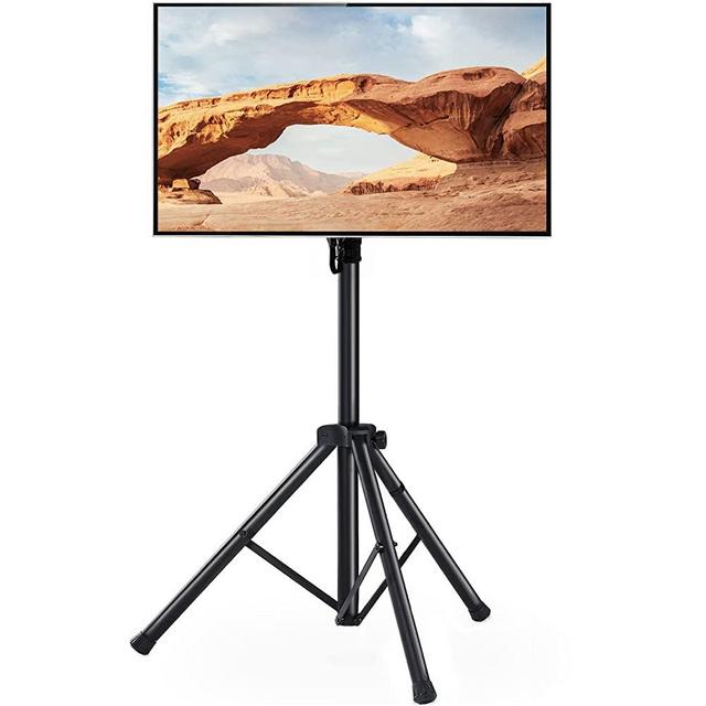 TAVR Tripod TV Stand Portable TV Stand for 23-70 Inch LED LCD OLED Flat Curved Screens, Swivel Foldable Stand Mount and Adjustable Height, Hold up to 100 lbs, Max VESA 400x400m, Black