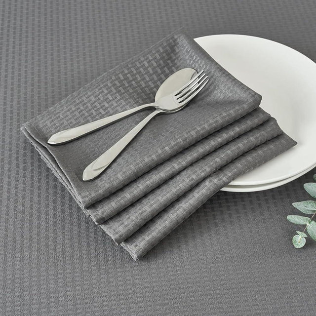maxmill Cloth Napkins Weaved Texture Pattern Soft Comfortable and Luxury Serviette for Restaurant Family Dinners Weddings Parties and Banquets Set of 4 Pieces, 20 x 20 Inch Charcoal Gray