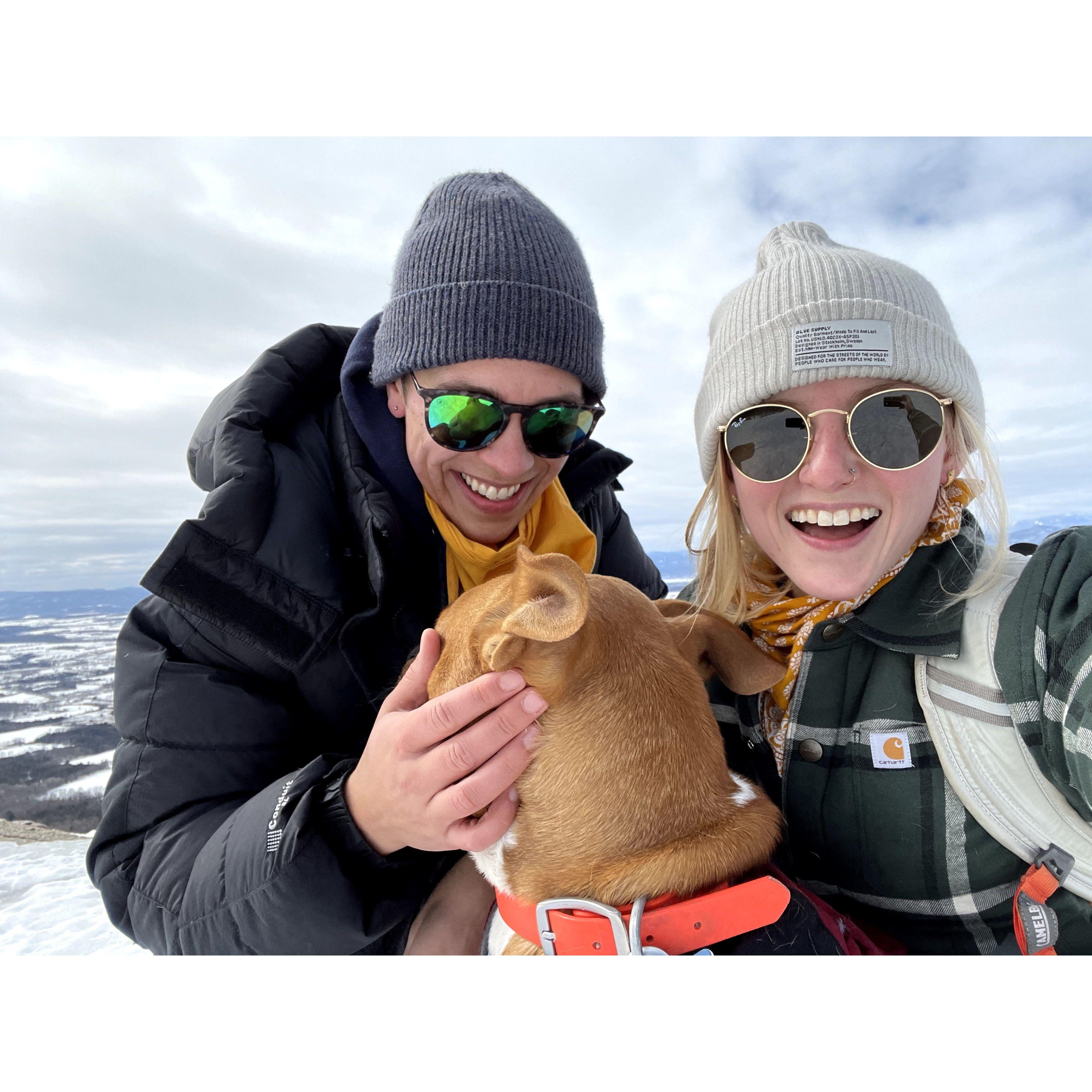 Atop Snake Mountain and our very first trip together