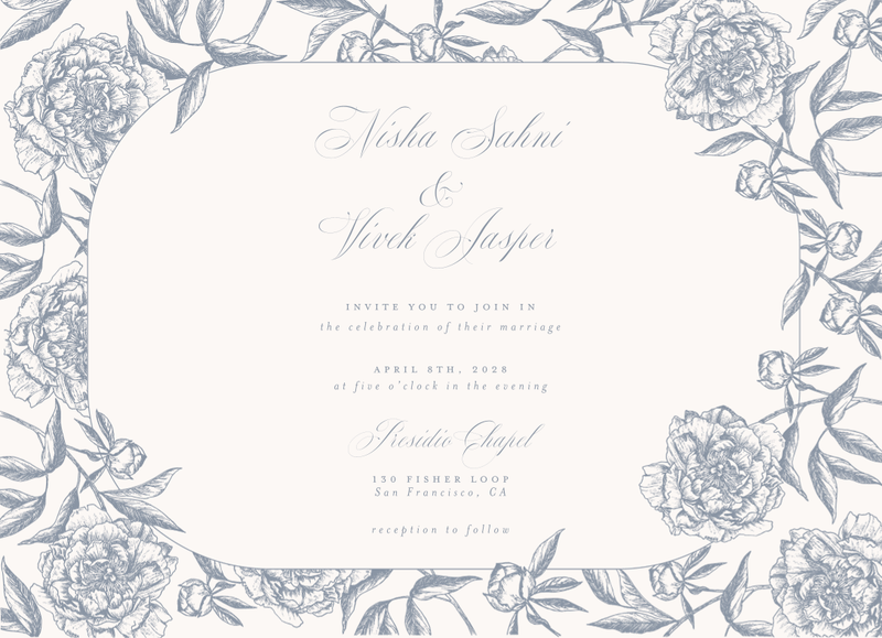 Pivoine Landscape | Periwinkle Gray | Zola Wedding Invitations