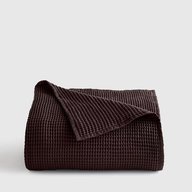 Organic Waffle Bed Blanket - Espresso, King/Cal King
