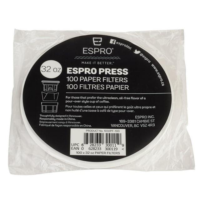 ESPRO 100 Count Coffee Paper Filters - for ESPRO Coffee French Press, P3/P5/P6/P7, 32 Ounce