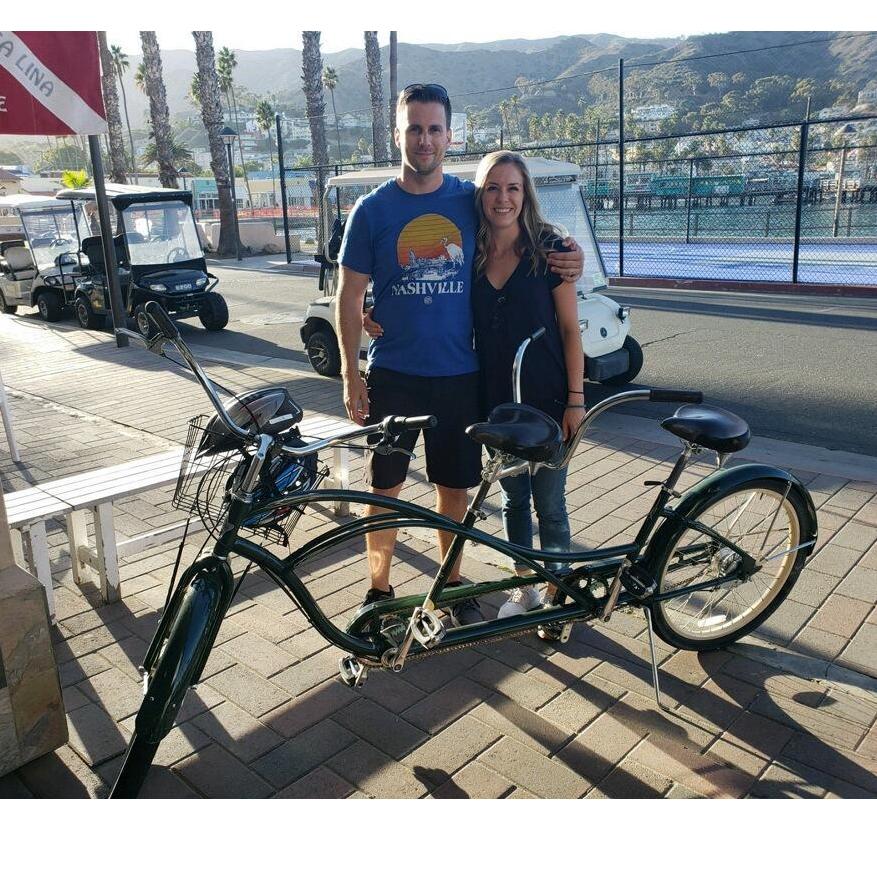 Tandem biking on Catalina Island.