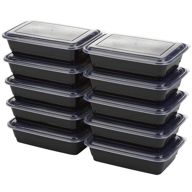 GoodCook Meal Prep Containers, Single Compartment 10-Pack, BPA-Free Reusable Food Storage, Black, Microwave & Freezer Safe, Stackable Meal Prep Containers for Lunches and Snacks